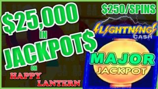 Lightning Link Happy Lantern MAJOR JACKPOT Over $25K In Handpays⚡️HIGH LIMIT $250 Spins Slot Machine