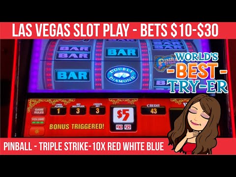 $10-$30 BETS 💰 HIGH LIMIT SLOT MACHINES: PINBALL, TRIPLE STRIKE AND 10 TIMES RED-WHITE-BLUE! VEGAS!
