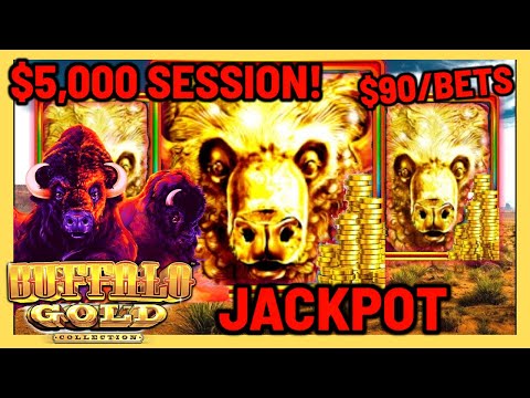 ⭐️ HIGH LIMIT Buffalo Gold HANDPAY JACKPOT ⭐️$90 SPINS FOR ENTIRE SESSION Slot Machine Casino ⭐️