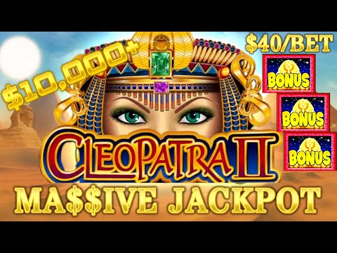 HIGH LIMIT Cleopatra Ⅱ MASSIVE HANDPAY JACKPOT  ⭐️$40 MAX BET BONUS ROUND Cleo 2 Slot Machine Casino