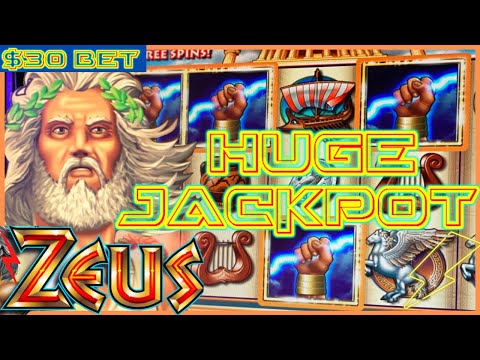 HIGH LIMIT Zeus HUGE HANDPAY JACKPOT (2) $30 Bonus Rounds WMS Slot Machine Casino