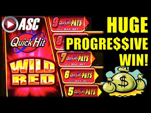 *HUGE PROGRESSIVE WIN* QUICK HIT WILD RED  |  Bally – MAX BET Slot Machine Bonus & Jackpot!